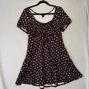 Thorn & Fable Womens Babydoll Mushroom Print Dress Size M Black Fairy Grunge
